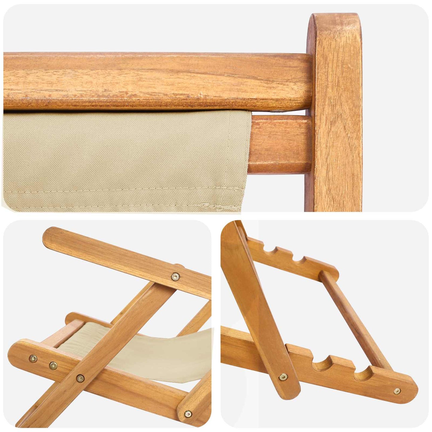 Strandstoel Beige Massief Teakhout