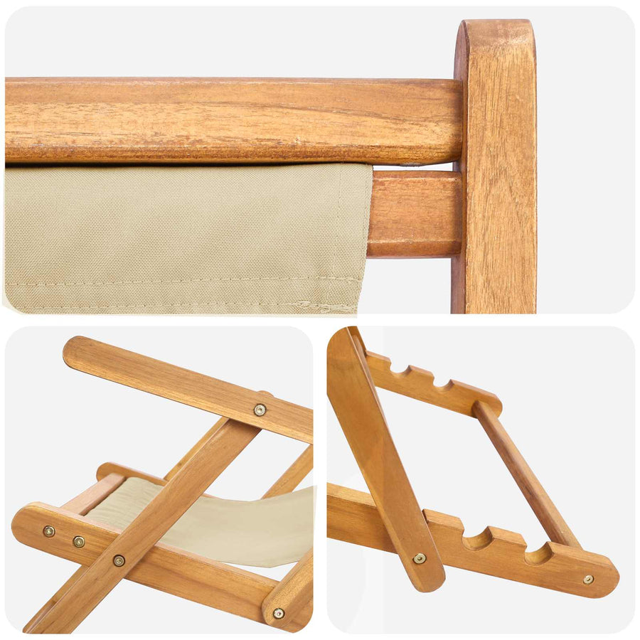 Strandstoel Beige Massief Teakhout