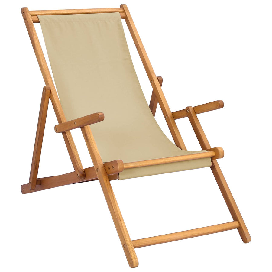 Strandstoel Beige Massief Teakhout