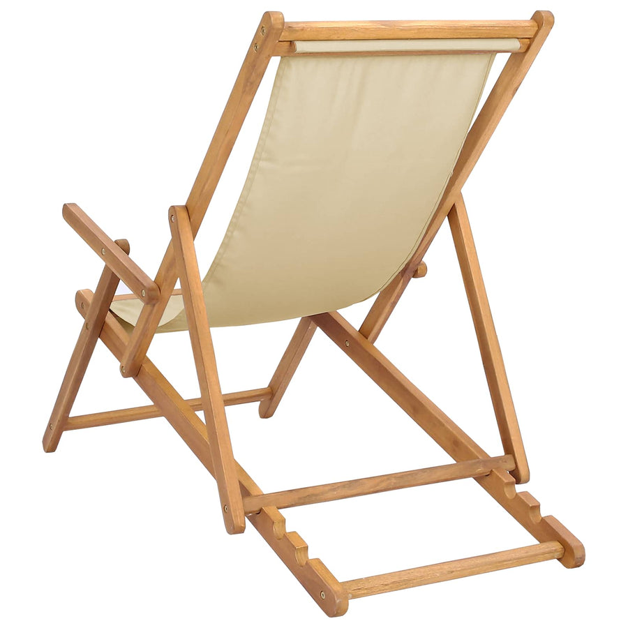 Strandstoel Beige Massief Teakhout