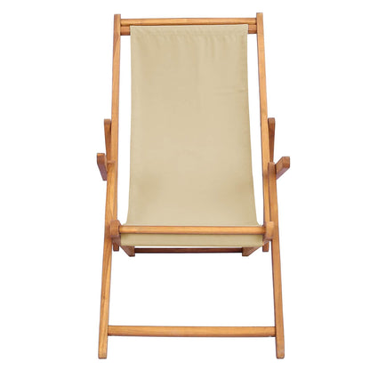 Strandstoel Beige Massief Teakhout