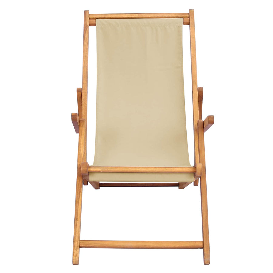 Strandstoel Beige Massief Teakhout