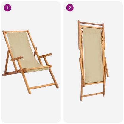 Strandstoel Beige Massief Teakhout