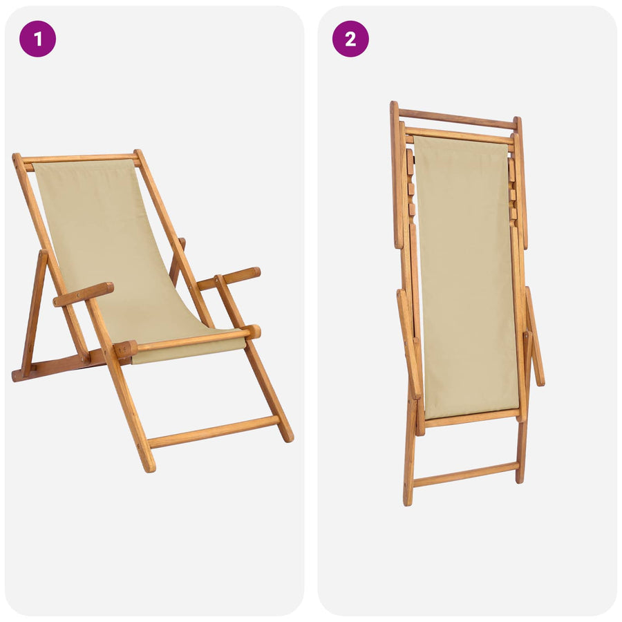 Strandstoel Beige Massief Teakhout