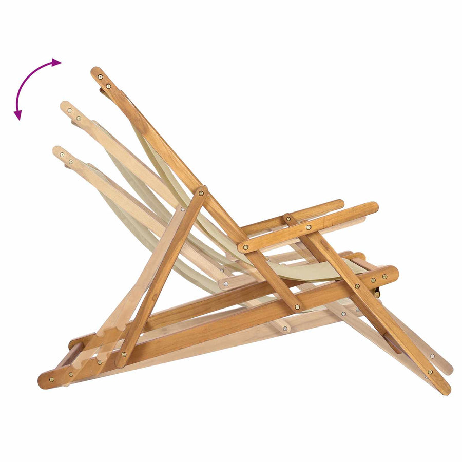 Strandstoel Beige Massief Teakhout