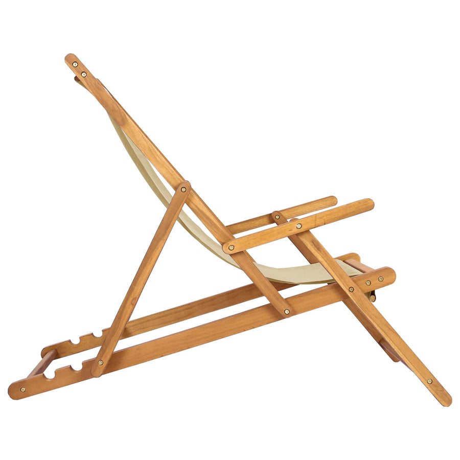 Strandstoel Beige Massief Teakhout