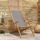 Deck Chair Light Grey Solid Teak Wood
