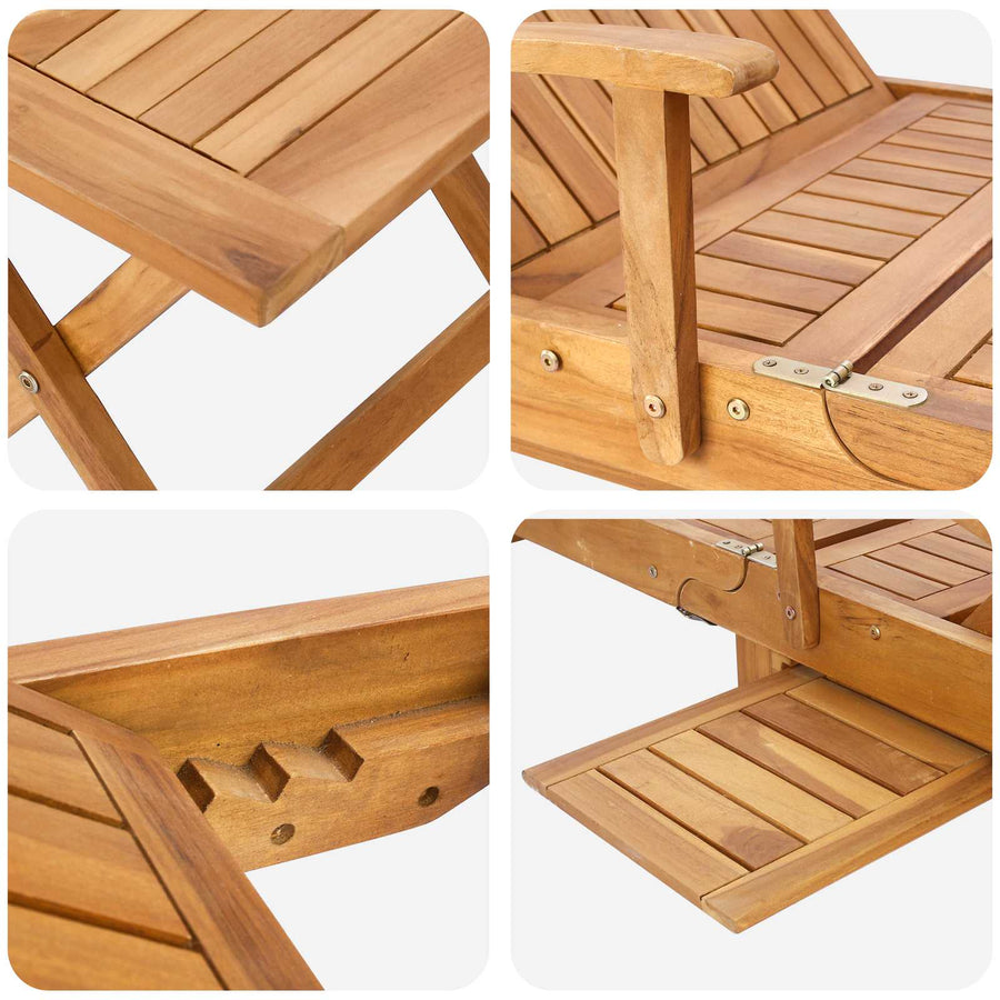Ligbed met tafel Bruin Massief Teakhout