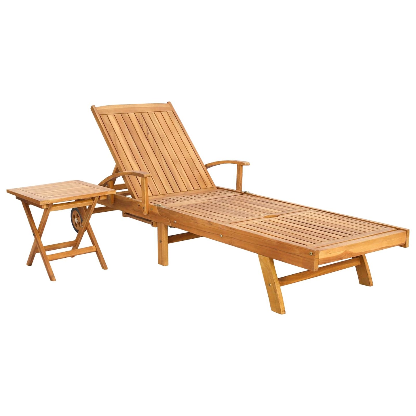 Ligbed met tafel Bruin Massief Teakhout