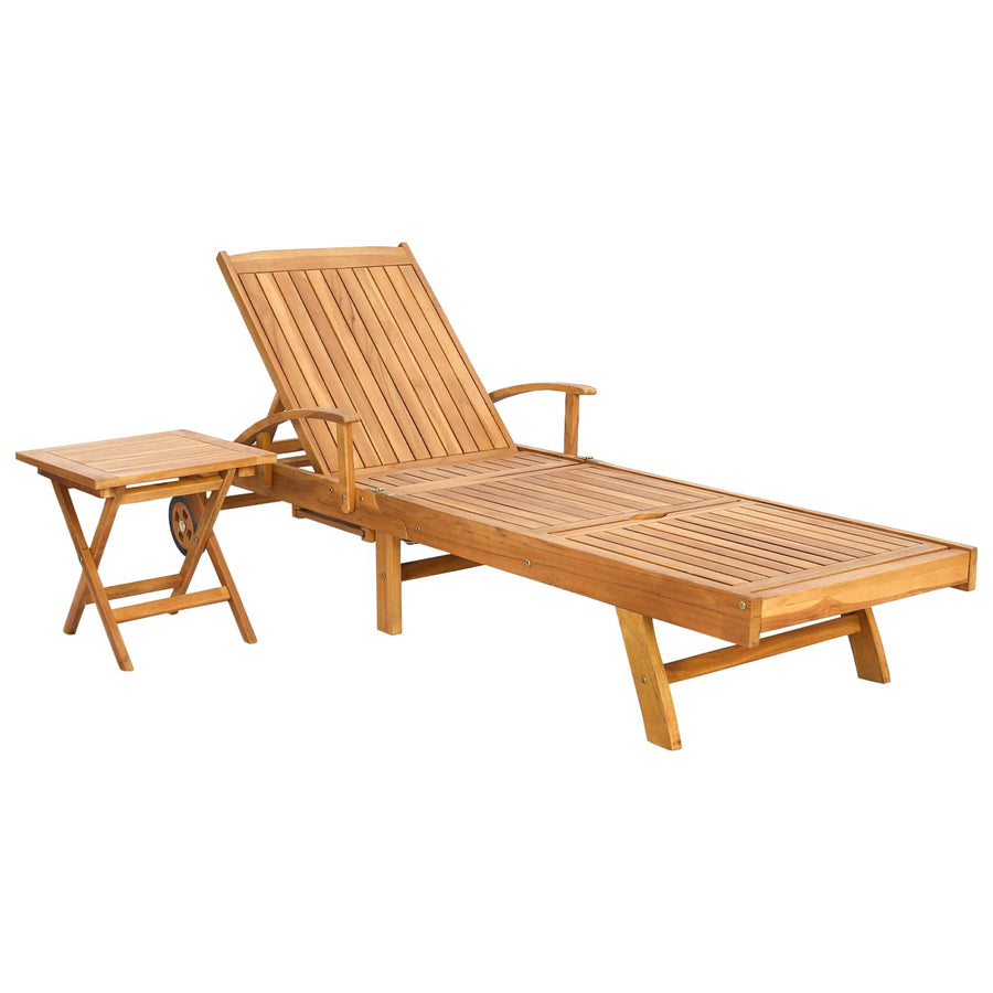 Ligbed met tafel Bruin Massief Teakhout