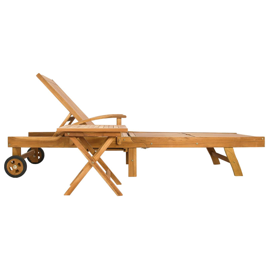 Ligbed met tafel Bruin Massief Teakhout