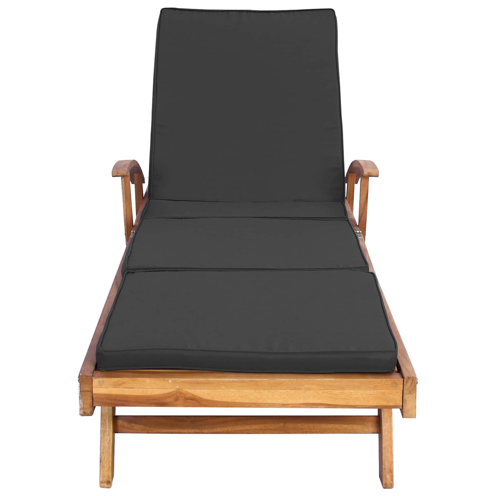 Ligstoel 1-persoon Bruin en Donkergrijs Massief Teakhout