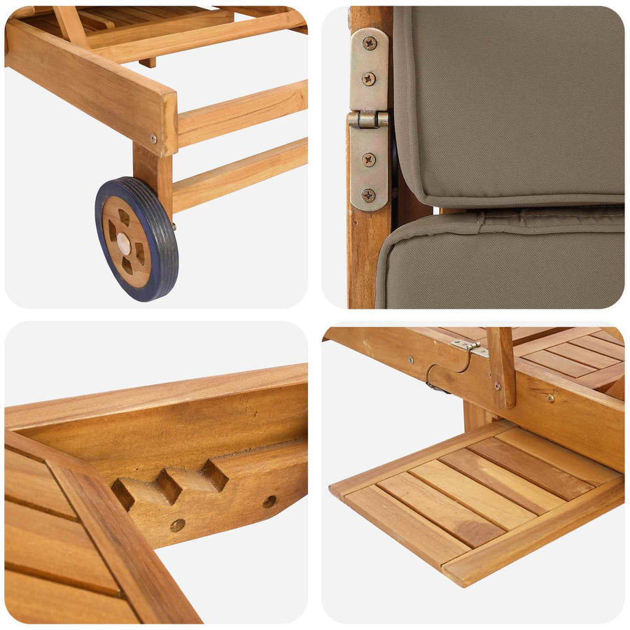 Ligstoel 100% Polyester Massief Teak Bruin en taupe