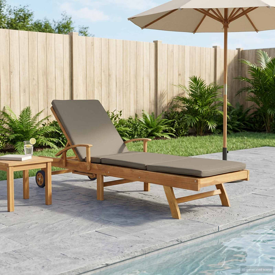 Ligstoel 100% Polyester Massief Teak Bruin en taupe