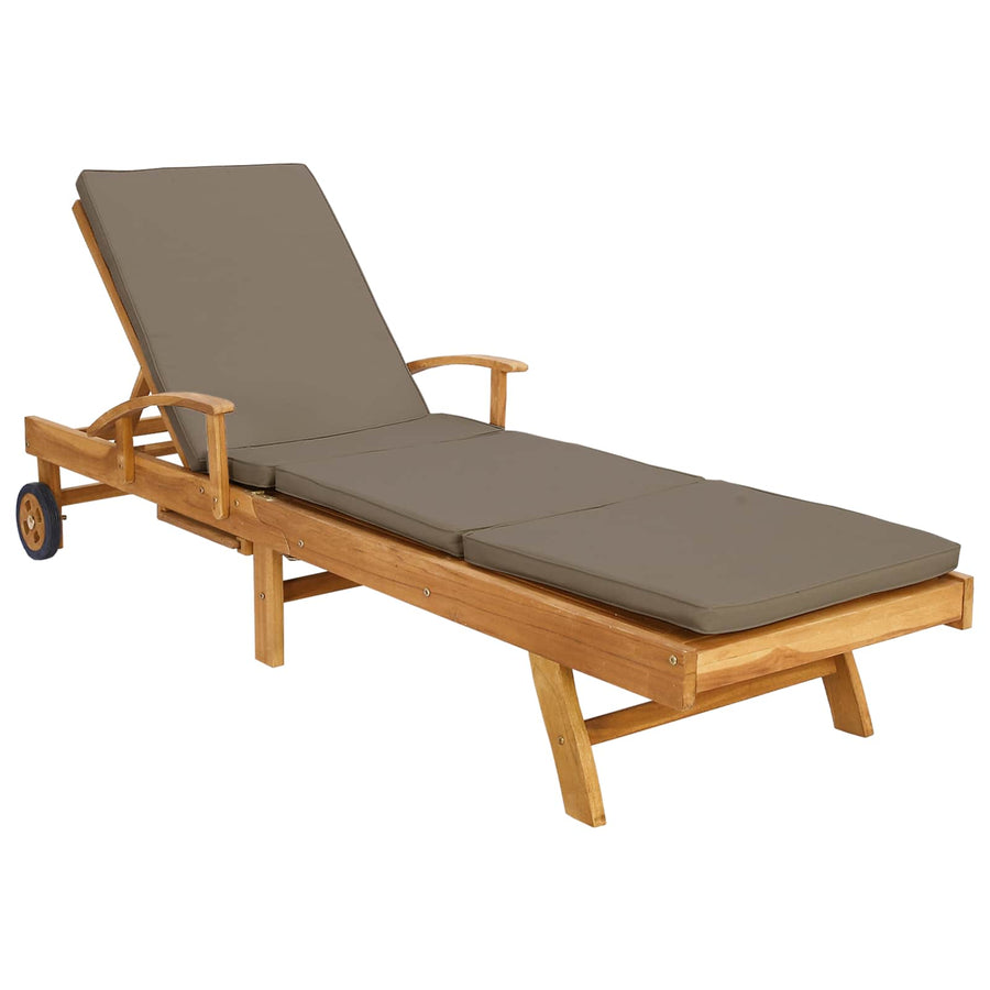 Ligstoel 100% Polyester Massief Teak Bruin en taupe