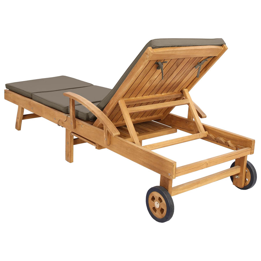 Ligstoel 100% Polyester Massief Teak Bruin en taupe