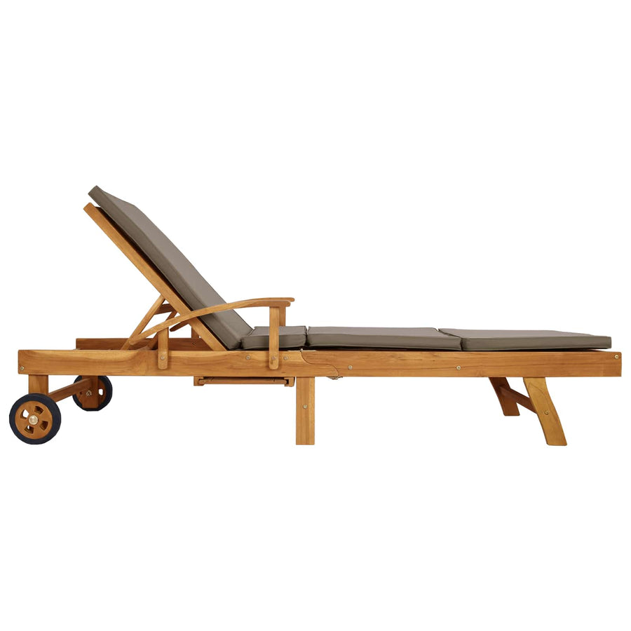 Ligstoel 100% Polyester Massief Teak Bruin en taupe