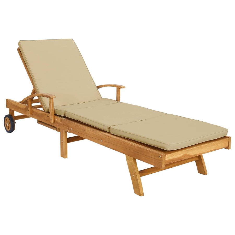 Ligstoel 100% Polyester Massief Teak Bruin en beige