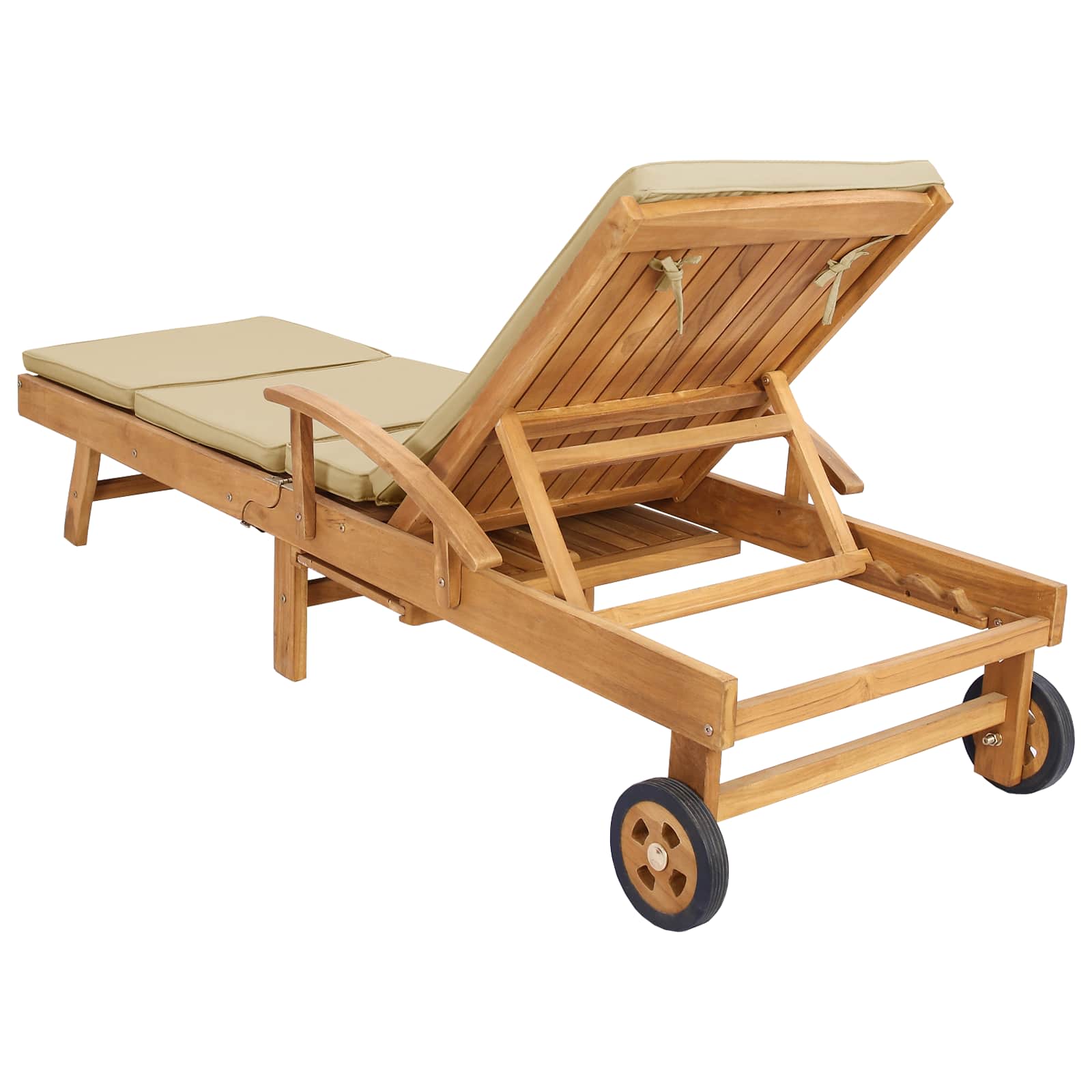 Ligstoel 100% Polyester Massief Teak Bruin en beige