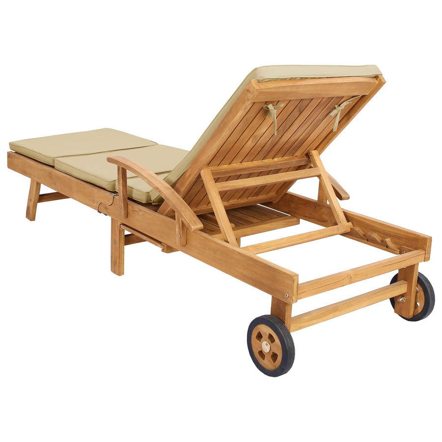 Ligstoel 100% Polyester Massief Teak Bruin en beige