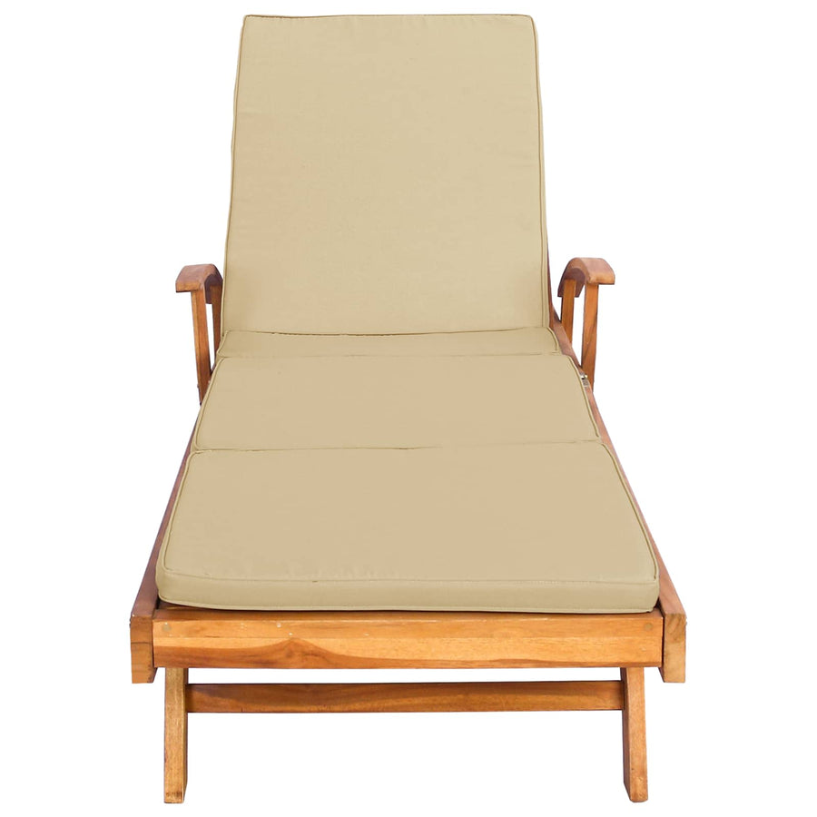 Ligstoel 100% Polyester Massief Teak Bruin en beige