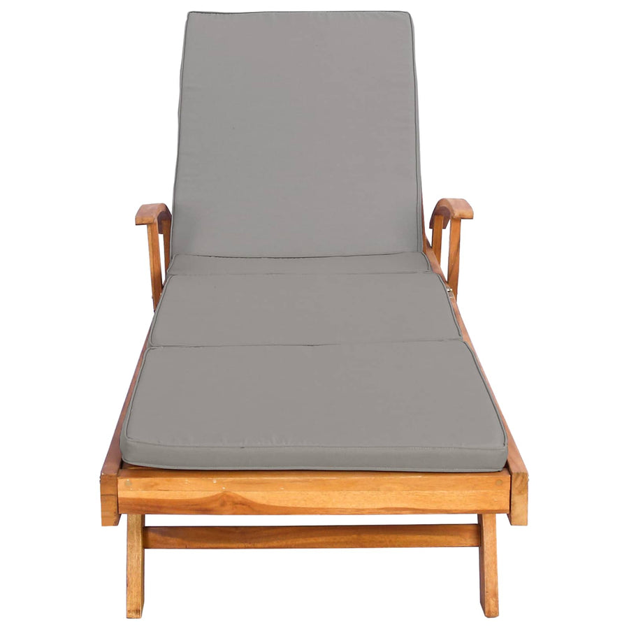 Ligstoel 100% Polyester Massief Teak Bruin en lichtgrijs