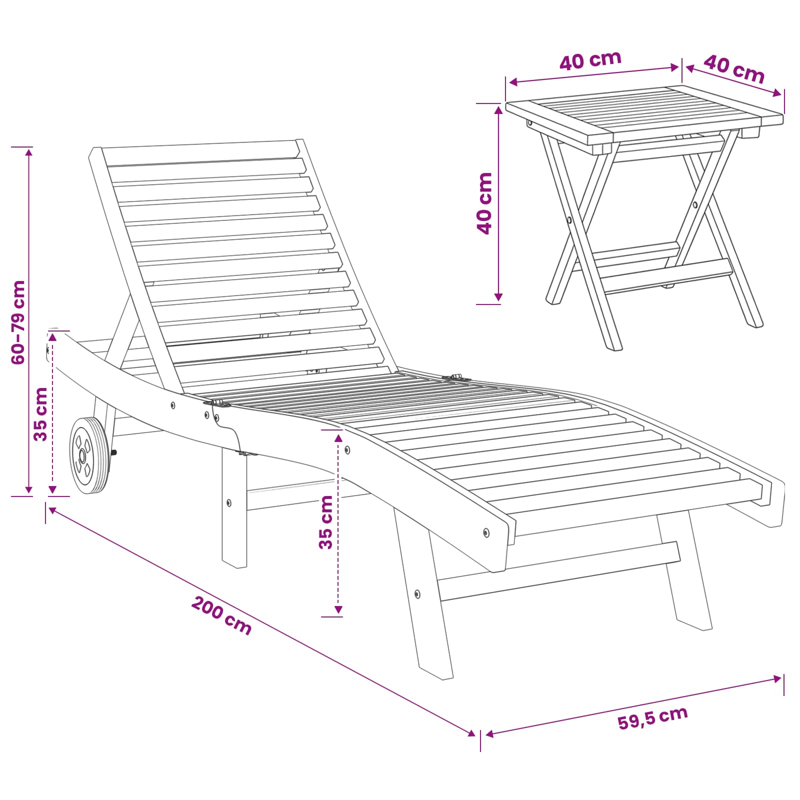 Ligstoel 2 pcs Bruin Massief Teakhout