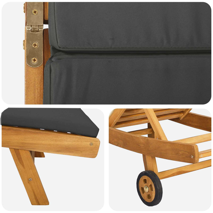 Ligstoel Bruin en Donkergrijs Polyester