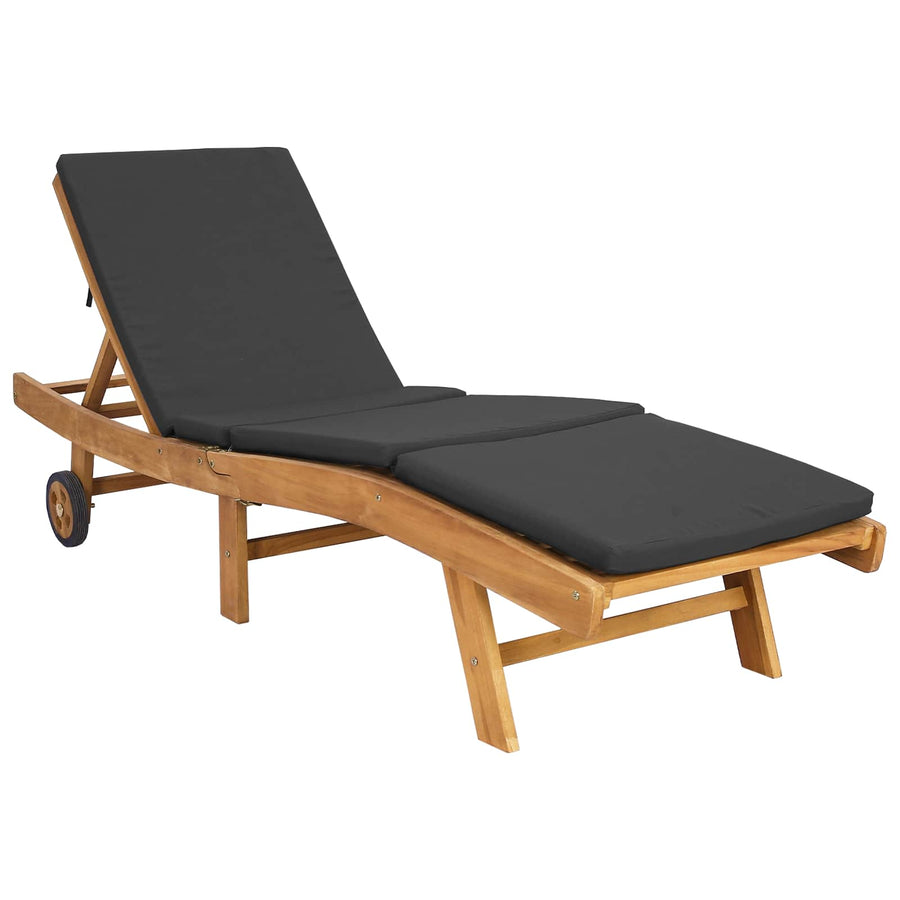 Ligstoel Bruin en Donkergrijs Polyester