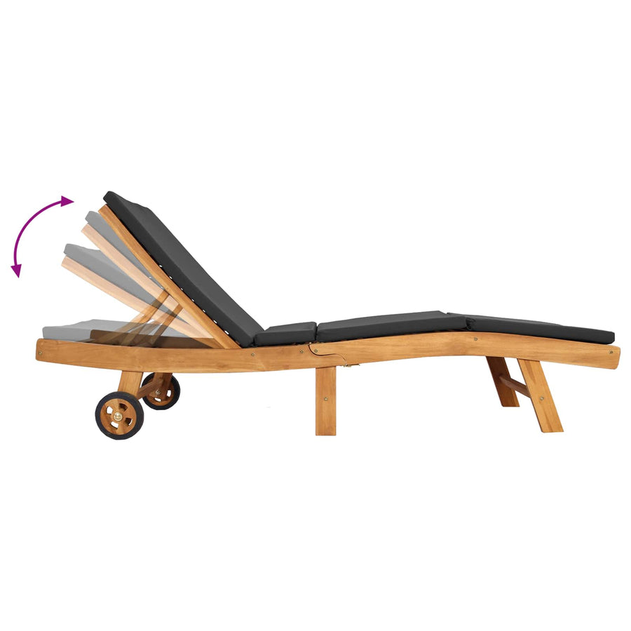 Ligstoel Bruin en Donkergrijs Polyester