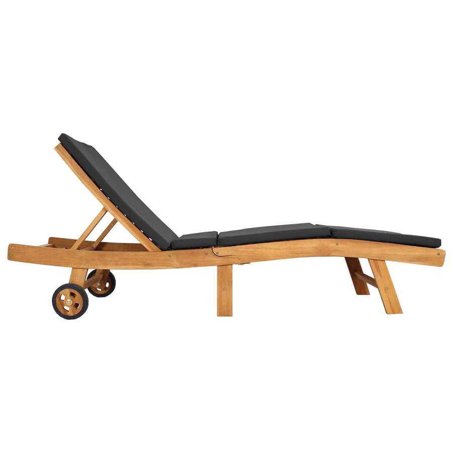 Ligstoel Bruin en Donkergrijs Polyester