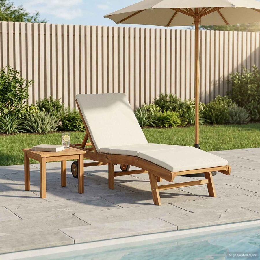 Ligstoel Bruin en crèmekleurig Polyester