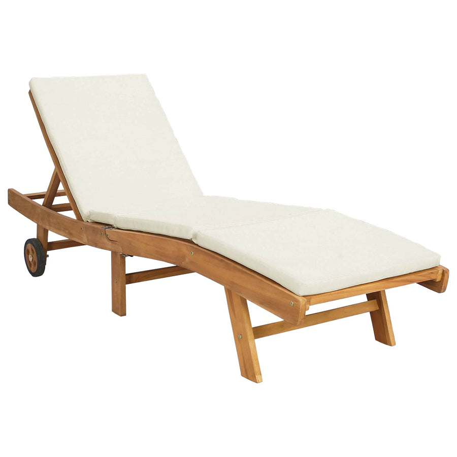 Ligstoel Bruin en crèmekleurig Polyester