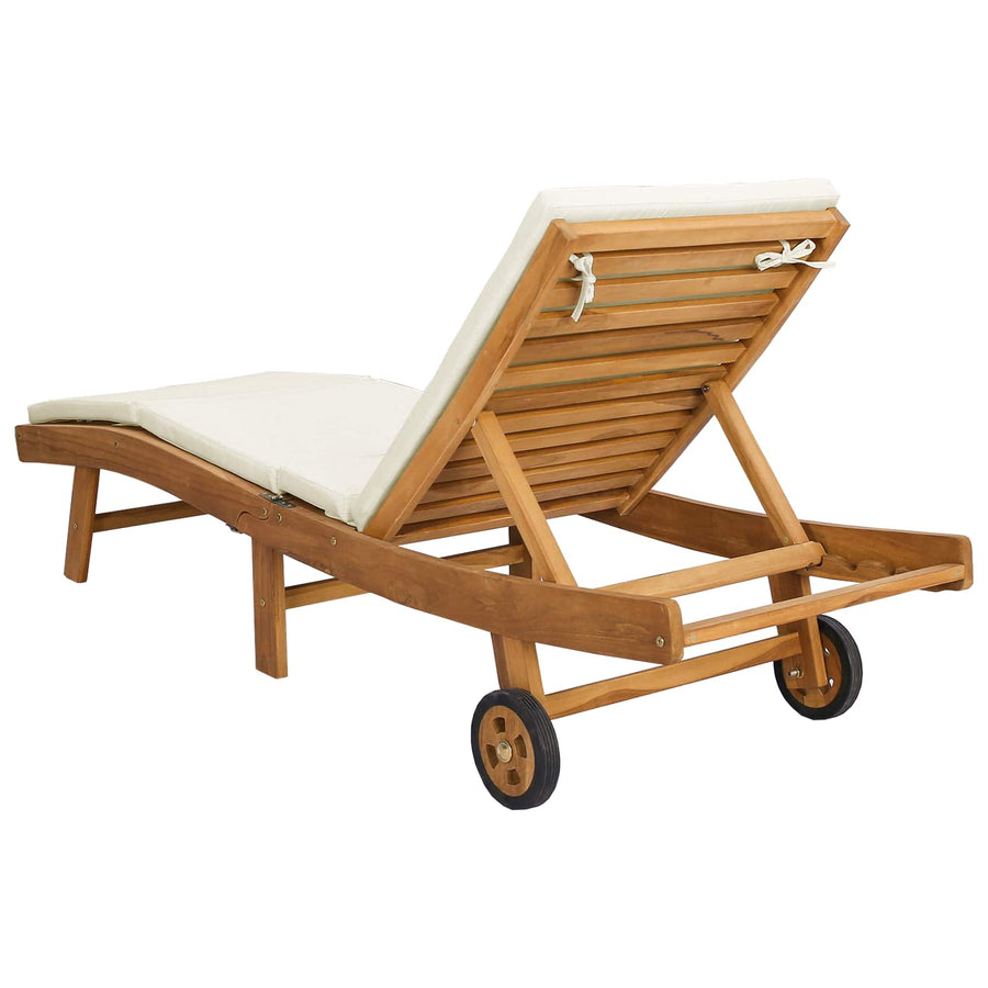 Ligstoel Bruin en crèmekleurig Polyester