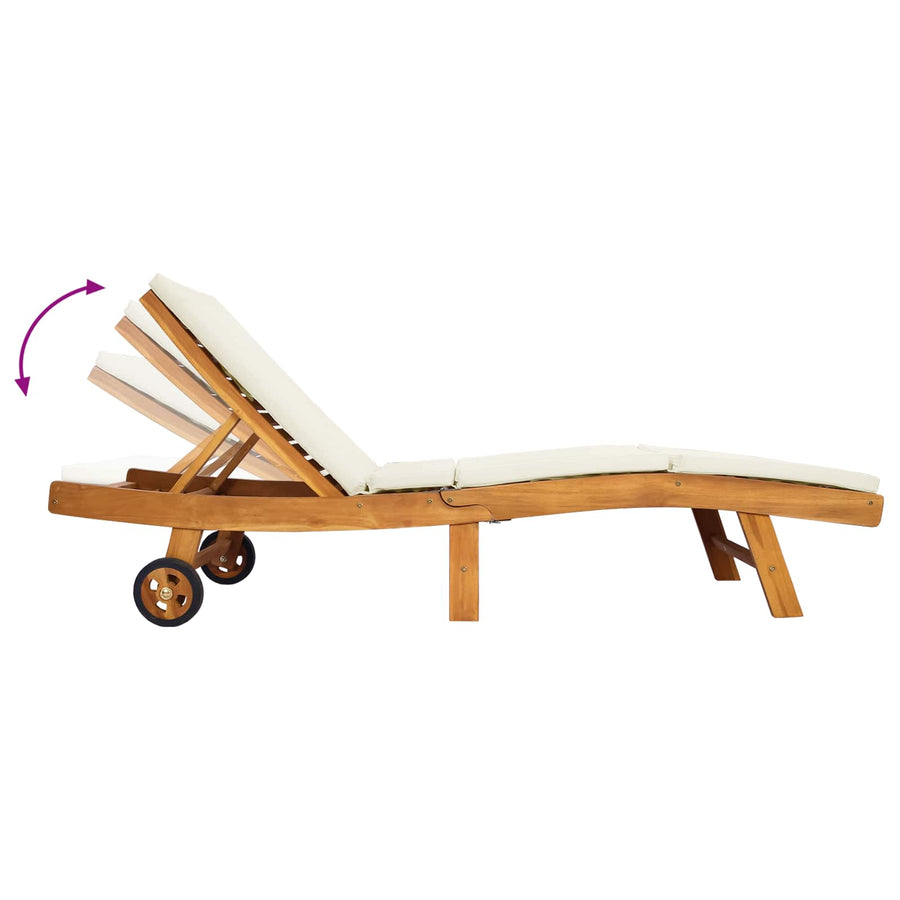 Ligstoel Bruin en crèmekleurig Polyester