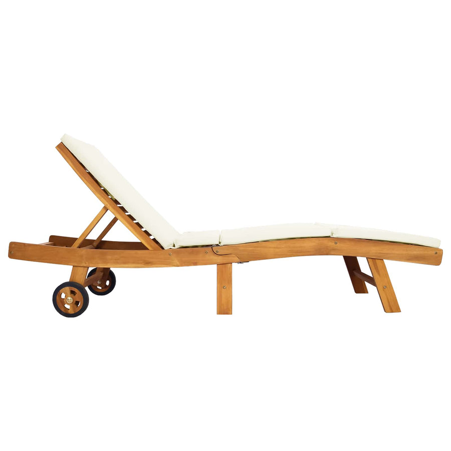 Ligstoel Bruin en crèmekleurig Polyester