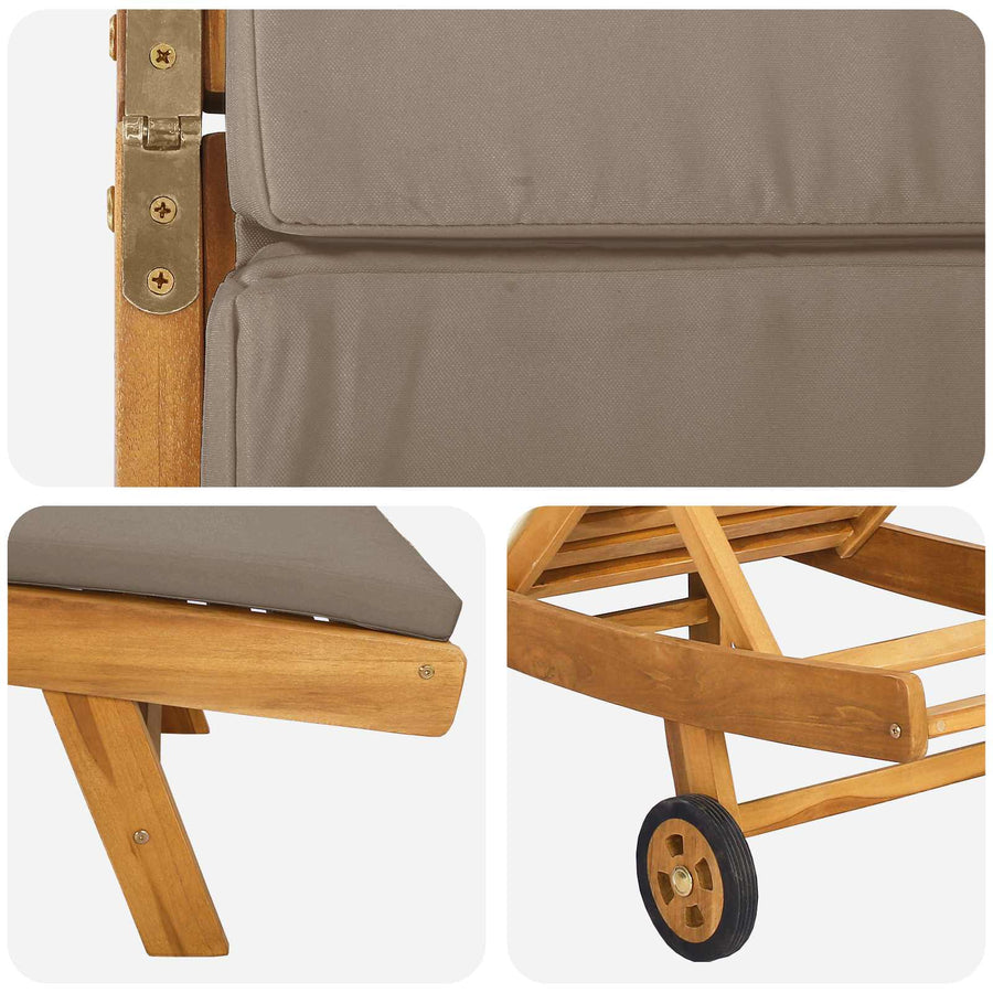 Ligstoel Bruin en Taupe Polyester
