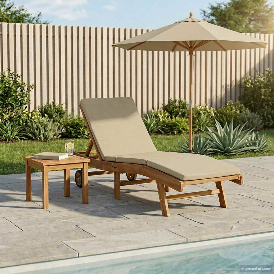 Ligstoel Bruin en beige Polyester