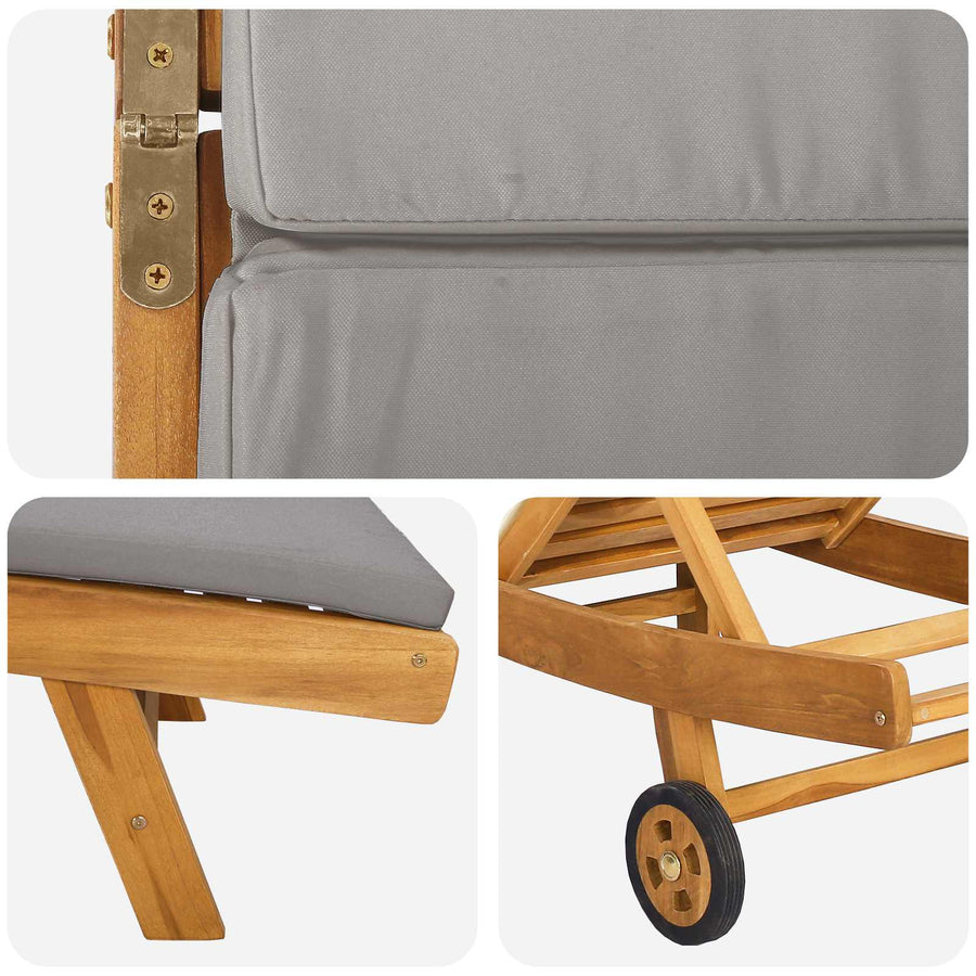Ligstoel Bruin en lichtgrijs Polyester