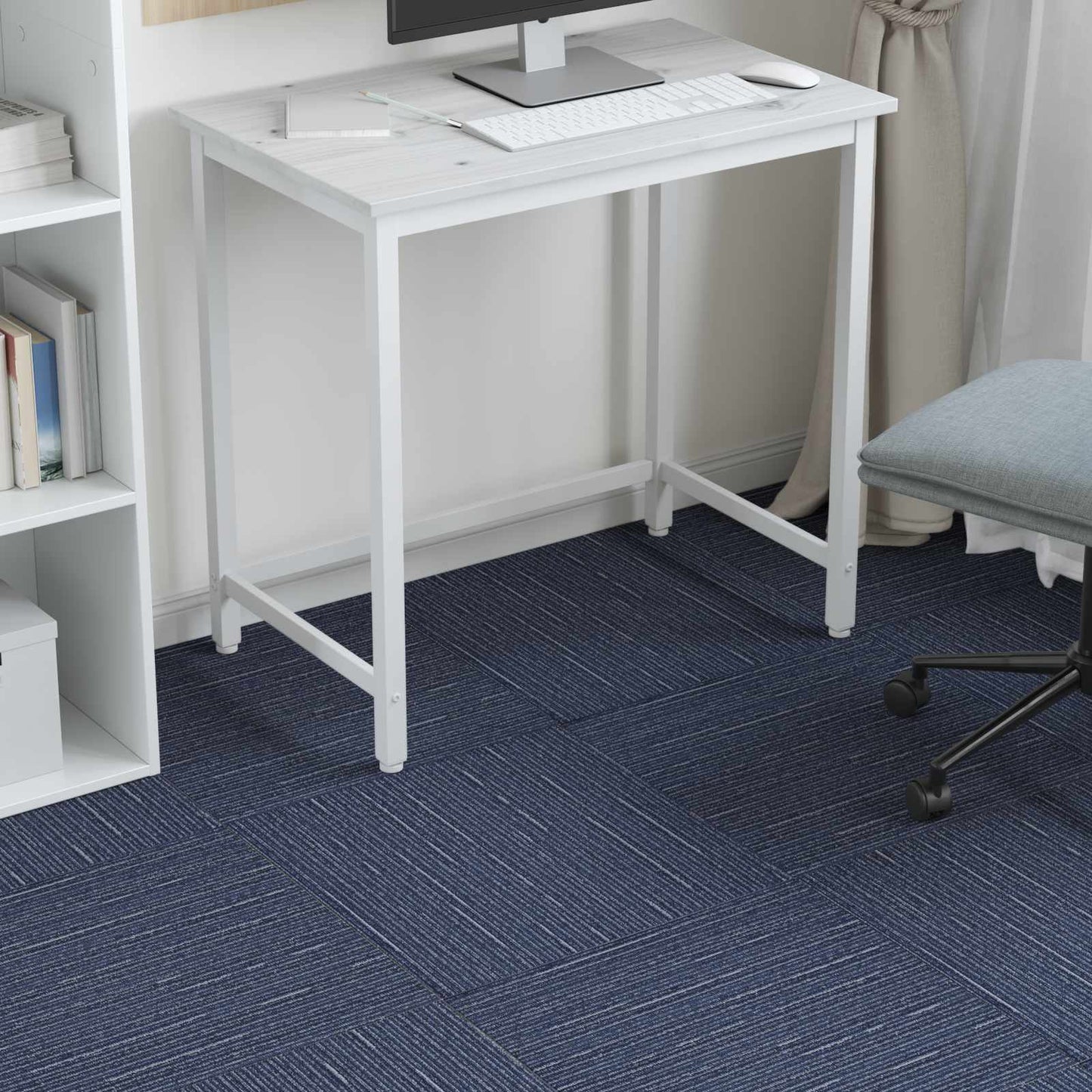 Vloertegel Gestreept Blauw 50 x 50 cm 4 pcs PP en Bitumen