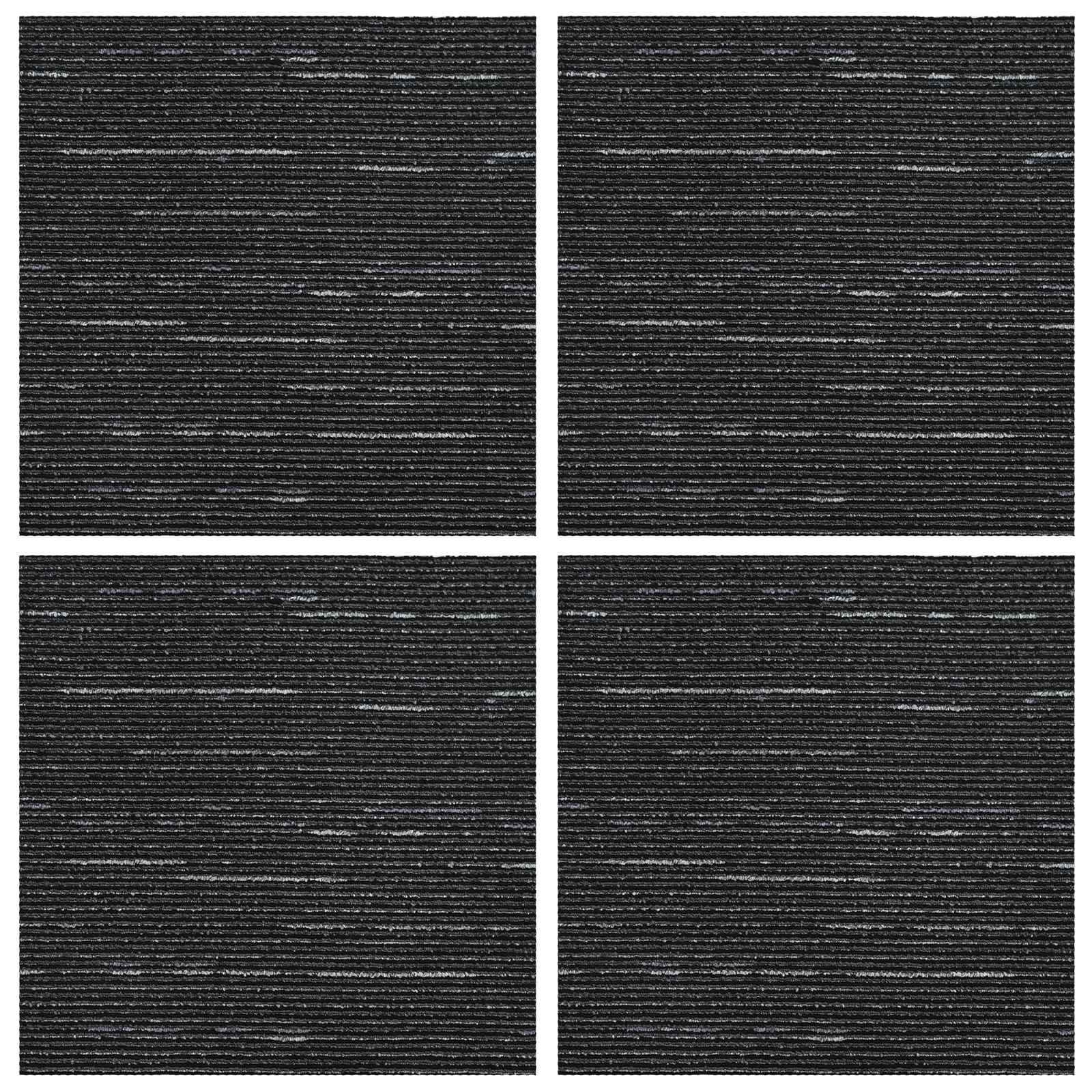 Vloertegel Gestreept Zwart 50 x 50 cm 4 pcs PP en Bitumen