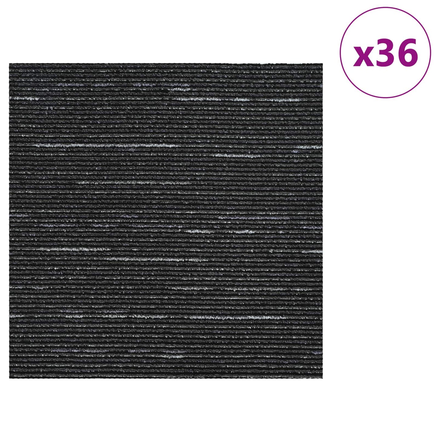 Vloertegel Gestreept Zwart 50 x 50 cm 36 pcs PP en Bitumen