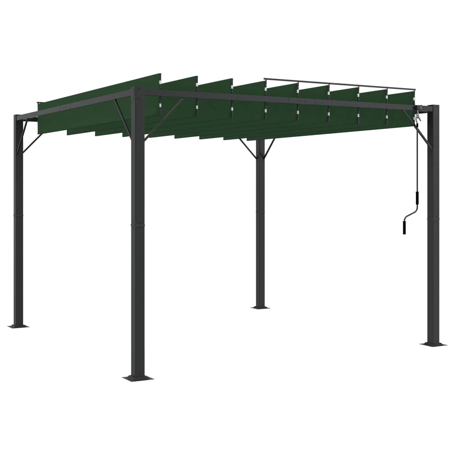 Gazebo met luifeldak Groen 3 x 3 x 2,14 m Stof en Aluminium