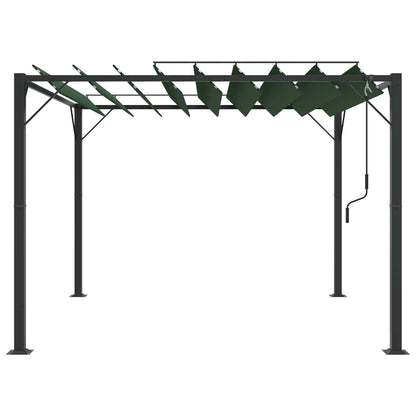 Gazebo met luifeldak Groen 3 x 3 x 2,14 m Stof en Aluminium