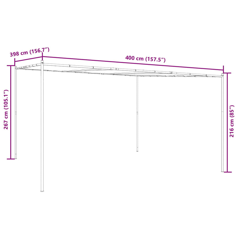Paviljoen 4 x 3,98 x 2,67 m Groen Polyester en staal