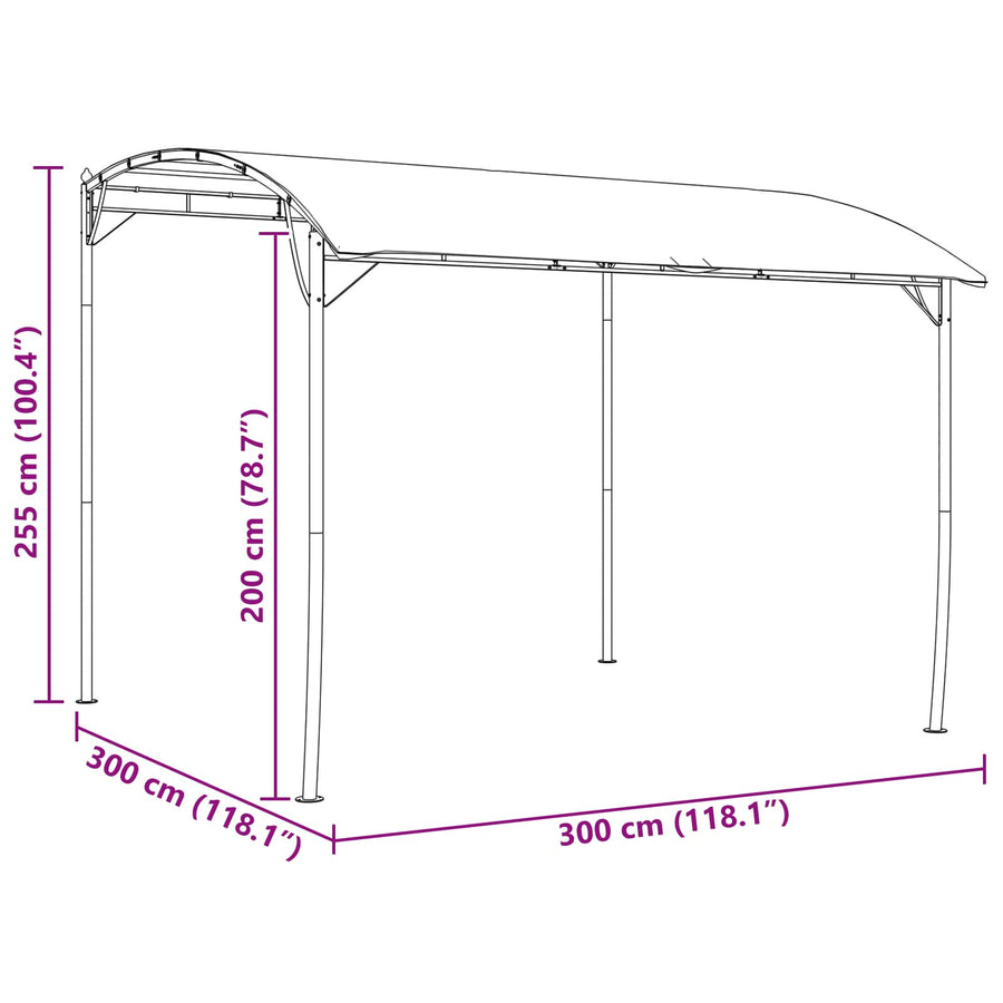 Prieel 3 x 3 x 2,55 m Groen Stof en Aluminium 180