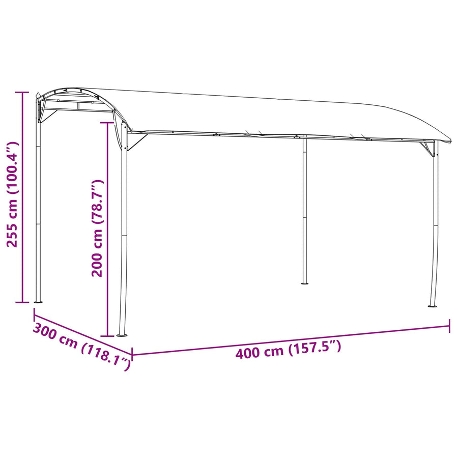 Prieel 4 x 3 x 2,55 m Groen Stof en Aluminium 180