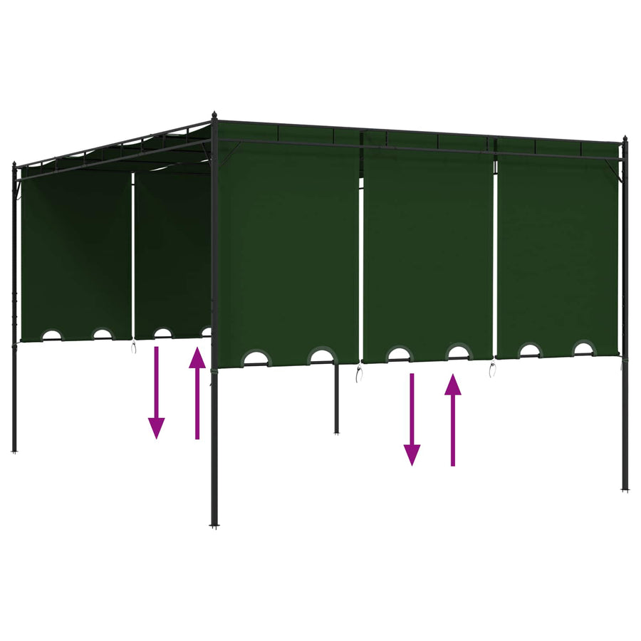 Prieel 4 x 3 x 2,3 m Groen Polyester en staal