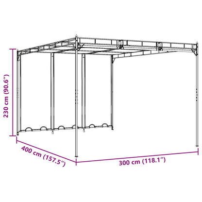 Prieel 4 x 3 x 2,3 m Groen Polyester en staal