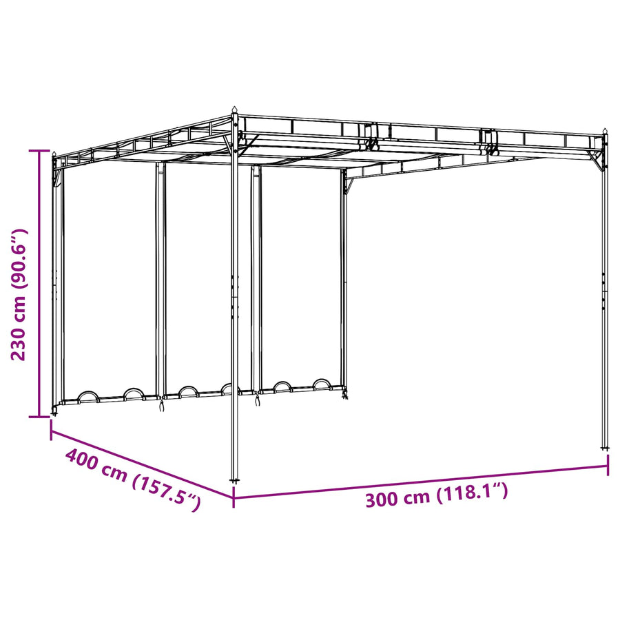 Prieel 4 x 3 x 2,3 m Groen Polyester en staal